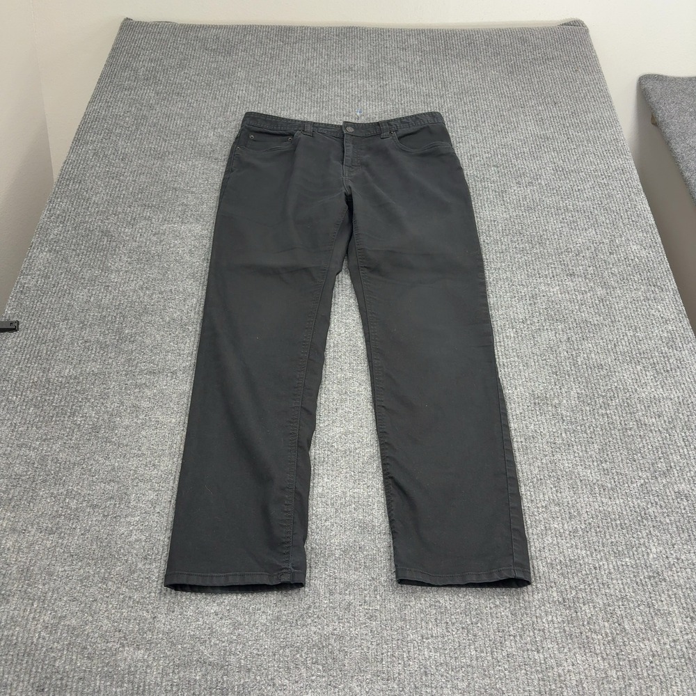 Prana Pants Mens 34/32 Black Organic‎ Cotton Slim Straight Casual Gorpcore